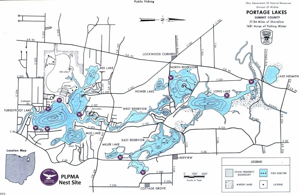 Portage Lakes Purple Martin Locations